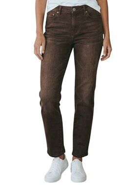 LAUREN JEANS Co Premium Brown Straight Leg 5 Pocket Jeans - Size 10